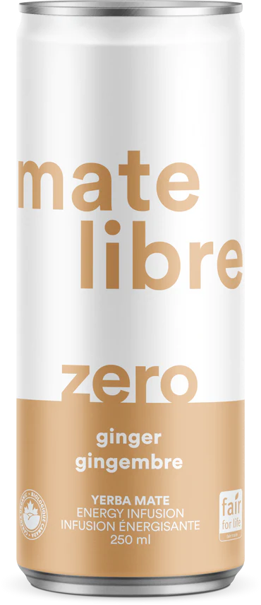 Ginger Zero Organic Yerba Mate Energy Infusion par Mate Libre, 250 ml