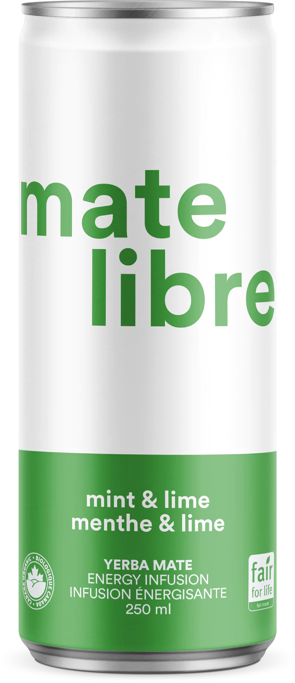 Infusion énergétique Yerba Mate bio à la menthe et au citron vert par Maté Libre, 250 ml