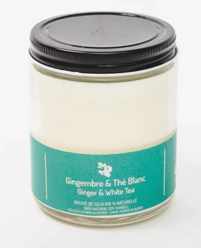 Bougie en cire de soja au gingembre et au thé blanc par Driftwood Naturals, 180 g