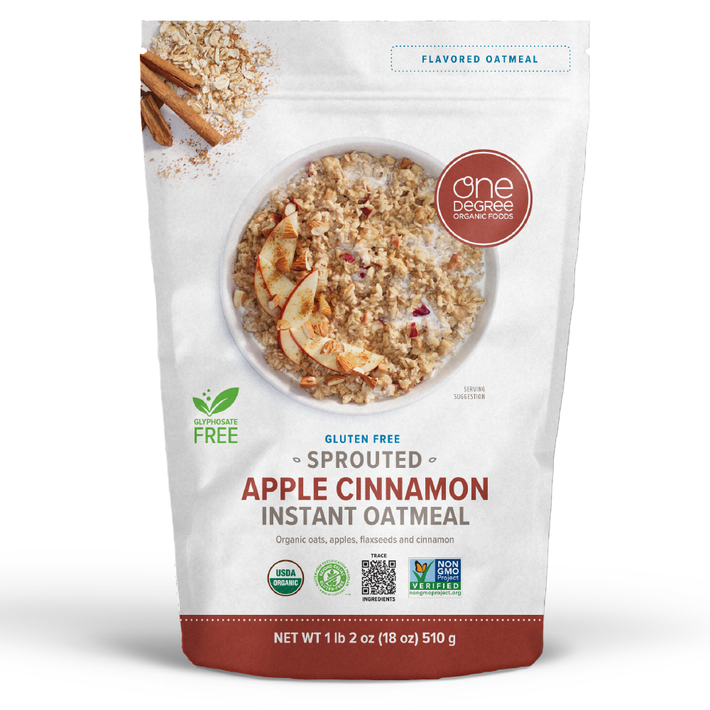 Sprouted Apple Cinnamon Instant Oatmeal by One Degree, 510g