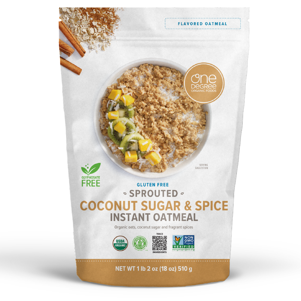 Sprouted Coconut Sugar & Spice Instant Oatmeal by One Degree, 510g