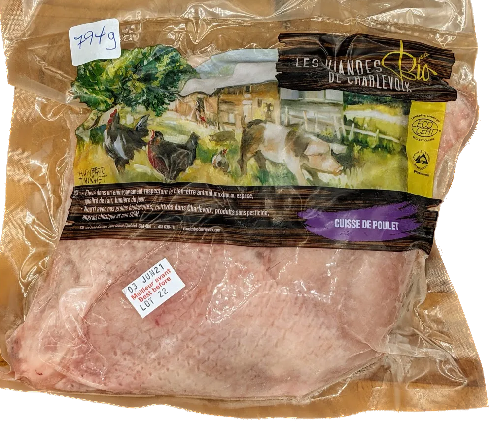 Organic Chicken Thigh by Charlevoix, 700g