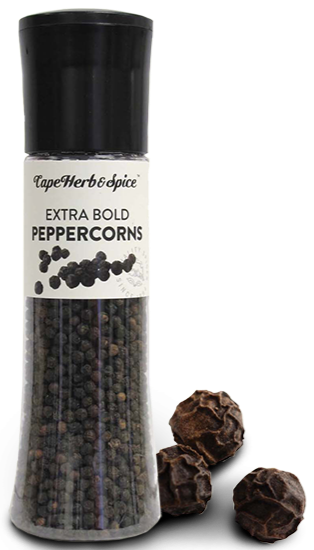 Tall Black Peppercorns Grinder by Cape Herb & Spice 185g