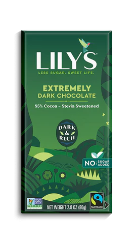 Barre de chocolat extrêmement noir par Lily's, 80g