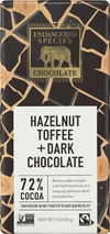 Rhino: Dark Chocolate with Hazelnut Toffee 72% by Endangered Species 85 g