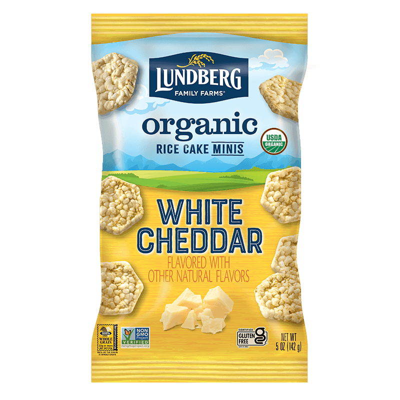 Minis gâteaux de riz au cheddar blanc bio par Lundberg 142g