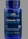 Vitamin D3 25 mcg (1000 IU) by Life Extension, 250 softgels