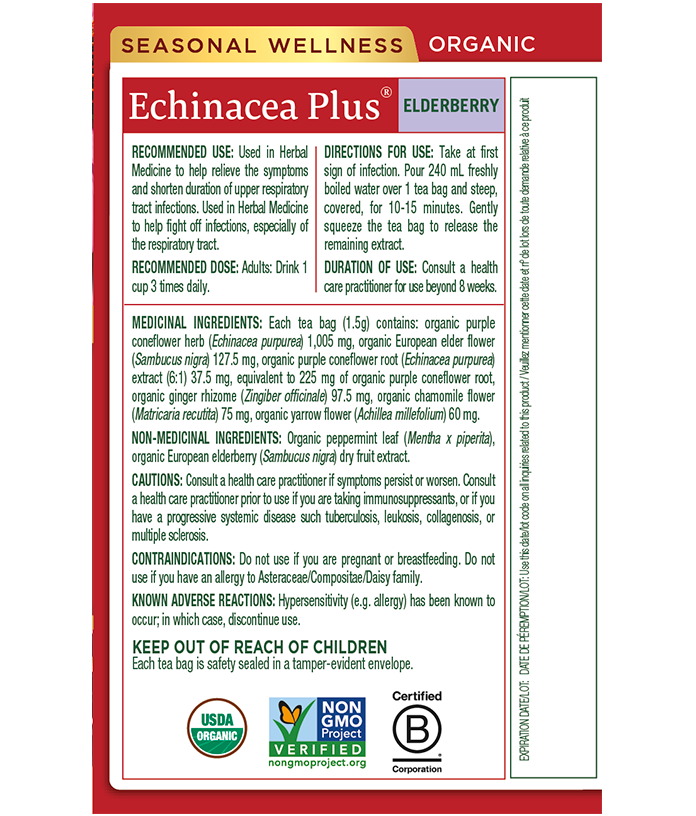 Organic Echinacea Plus Elderberry by Traditional Medicinals, 24 g