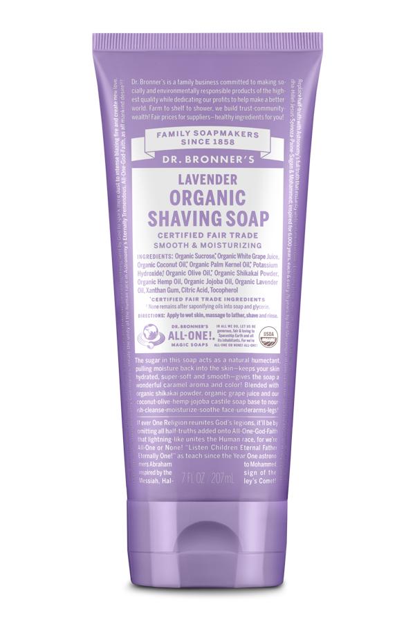 Lavender Organic Shaving Soap for Men and Women by Dr. Bronner's 207ml