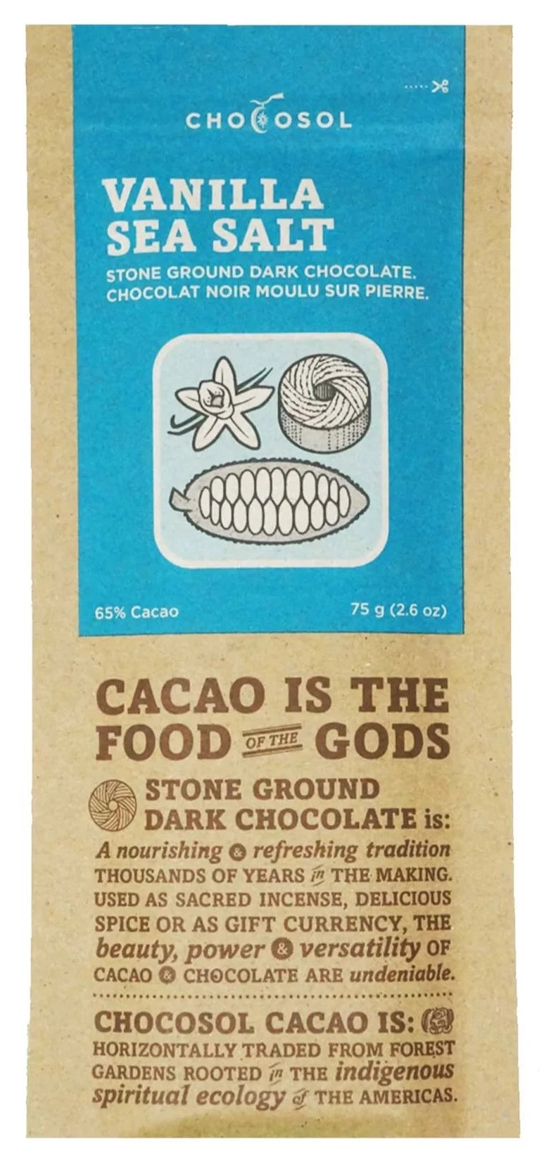 Barre de sel de mer à la vanille par Chocosol, 75g