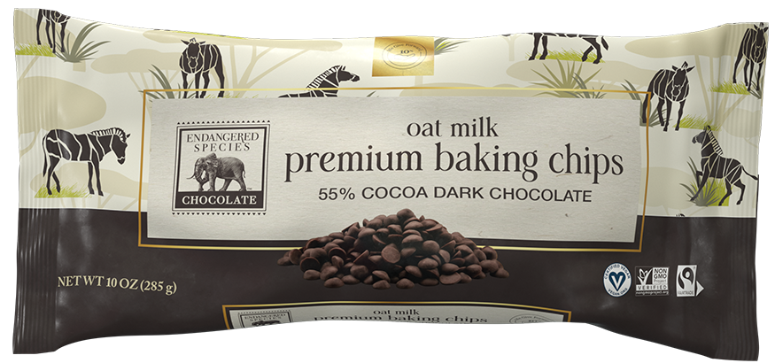 Oat milk + 55% Dark Chocolate Chips 55%  by Endangered Species, 285g