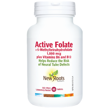 Active Folate L-5-Methyl 1000 mcg plus vitamines B6 et B1 2by New Roots, 60 caps