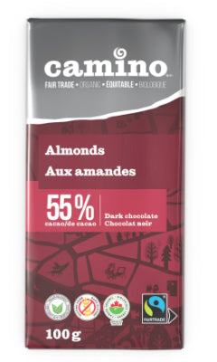 Organic Dark Chocolate Bar with Almonds 55% by Camino, 100g