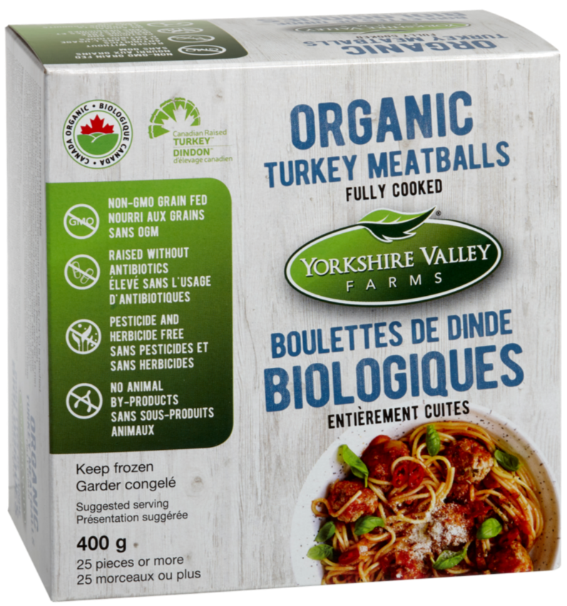 Organic Fully Cooked Turkey Meatballs by Yorkshire Valley Farms 400g