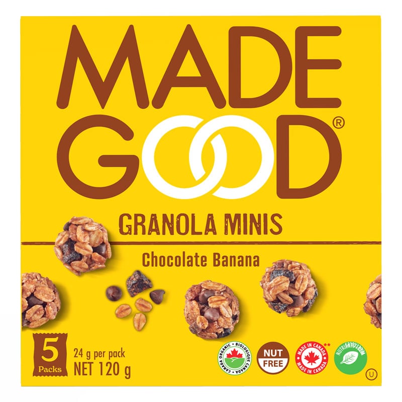 Mini granola bio au chocolat et banane par Made Good, 120 g