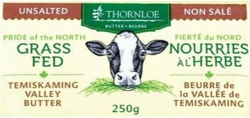 Beurre non salé nourri à l'herbe par Thornloe 250g