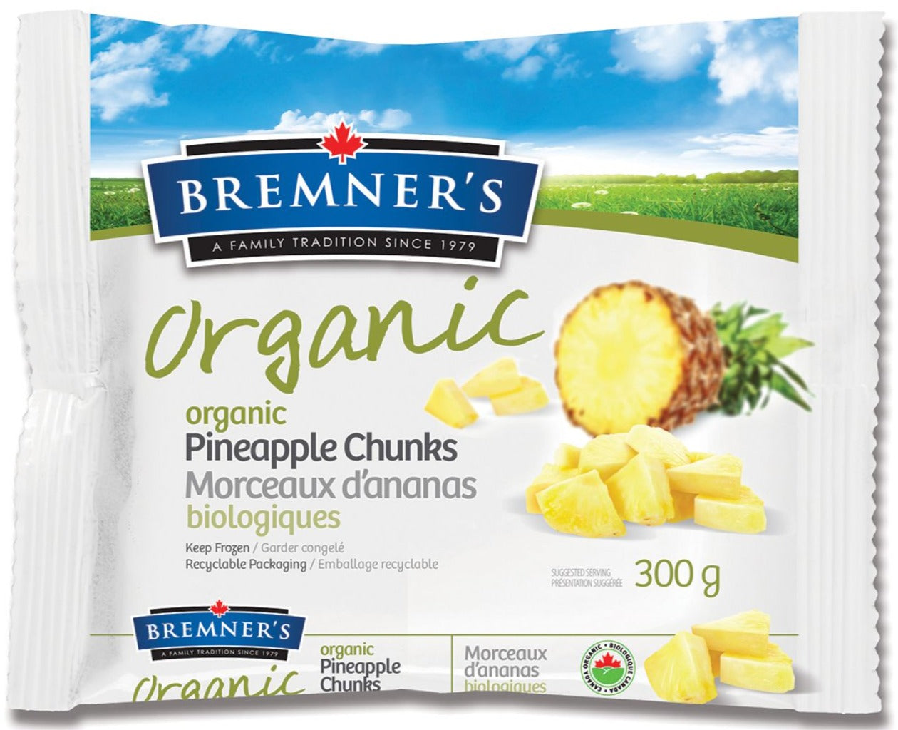 Morceaux d'ananas bio par Bremnar's 300g surgelés
