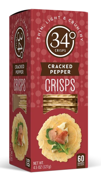 Cracked Pepper Crisps by 34 Degrees, 127g