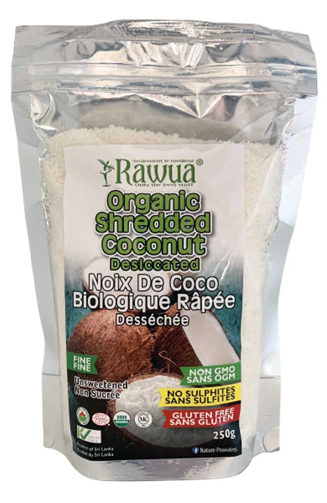 Organic Finely Shredded Coconut by Rawua, 250G