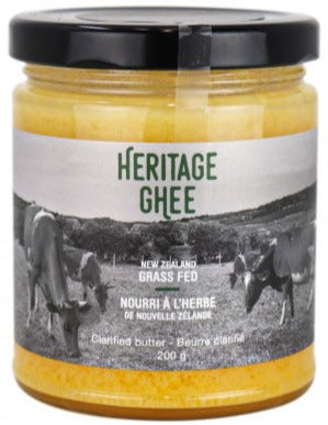 Heritage Ghee Nouvelle-Zélande Beurre clarifié nourri à l'herbe, 200 g