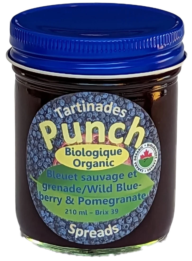 Confiture de myrtilles sauvages et de grenade bio par Punch Jams, 360 ml