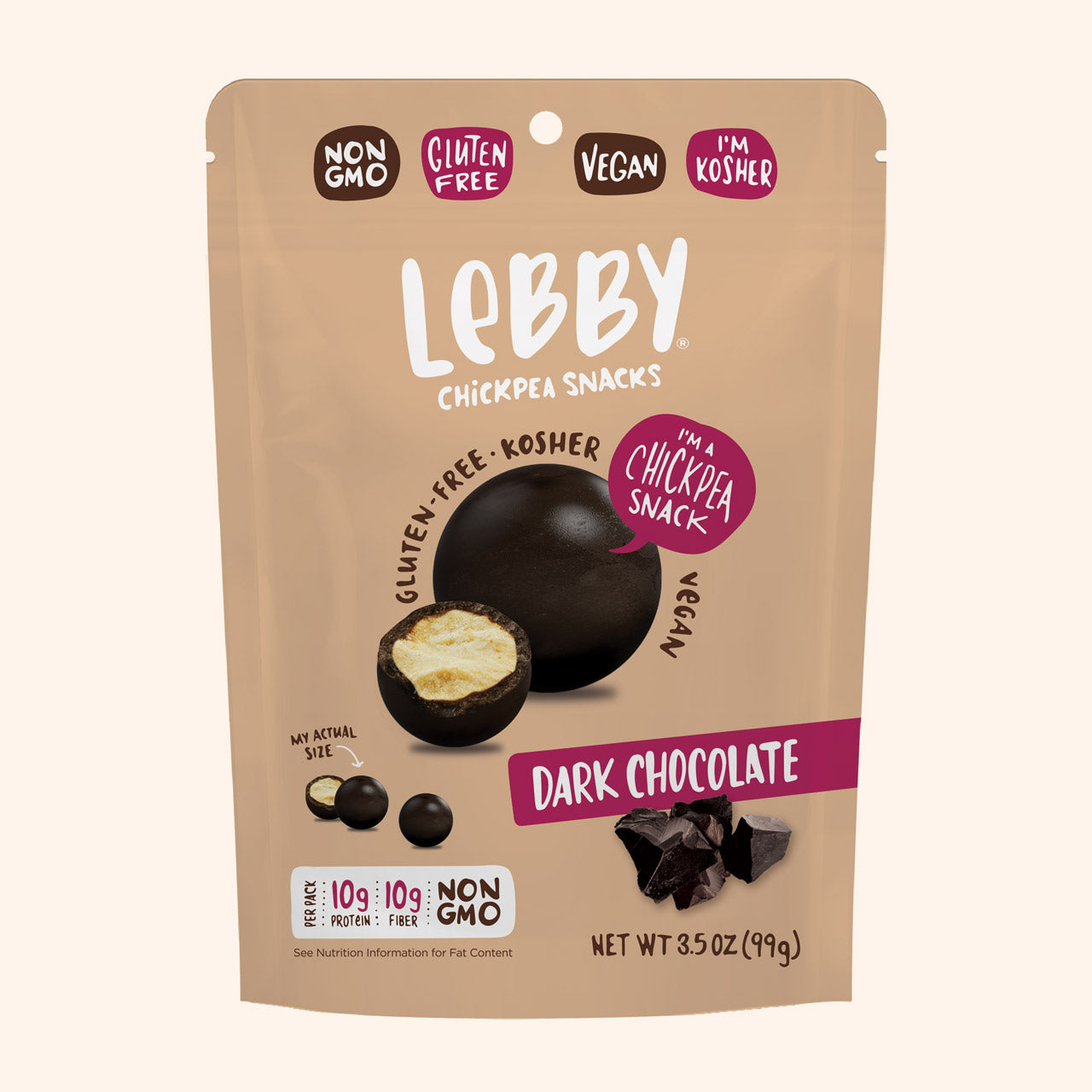 Dry Roasted Chickpeas Dark Chocolate by Lebby, 99g