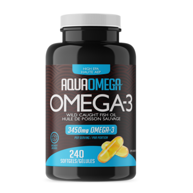 Omega 3 Wild Caught Fish Oil 3450 mg by AquaOmega, 240 Softgels