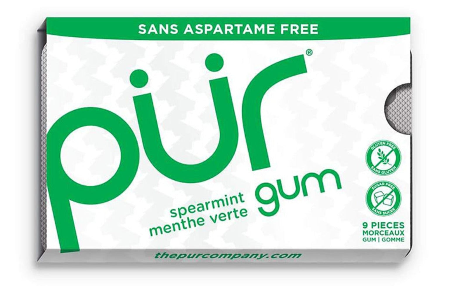 Gommes à la menthe verte sans sucre de PÜR, 9 pièces