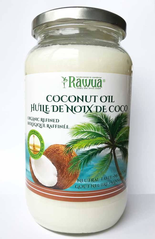 Huile de noix de coco biologique, raffinée par Rawua, 850g