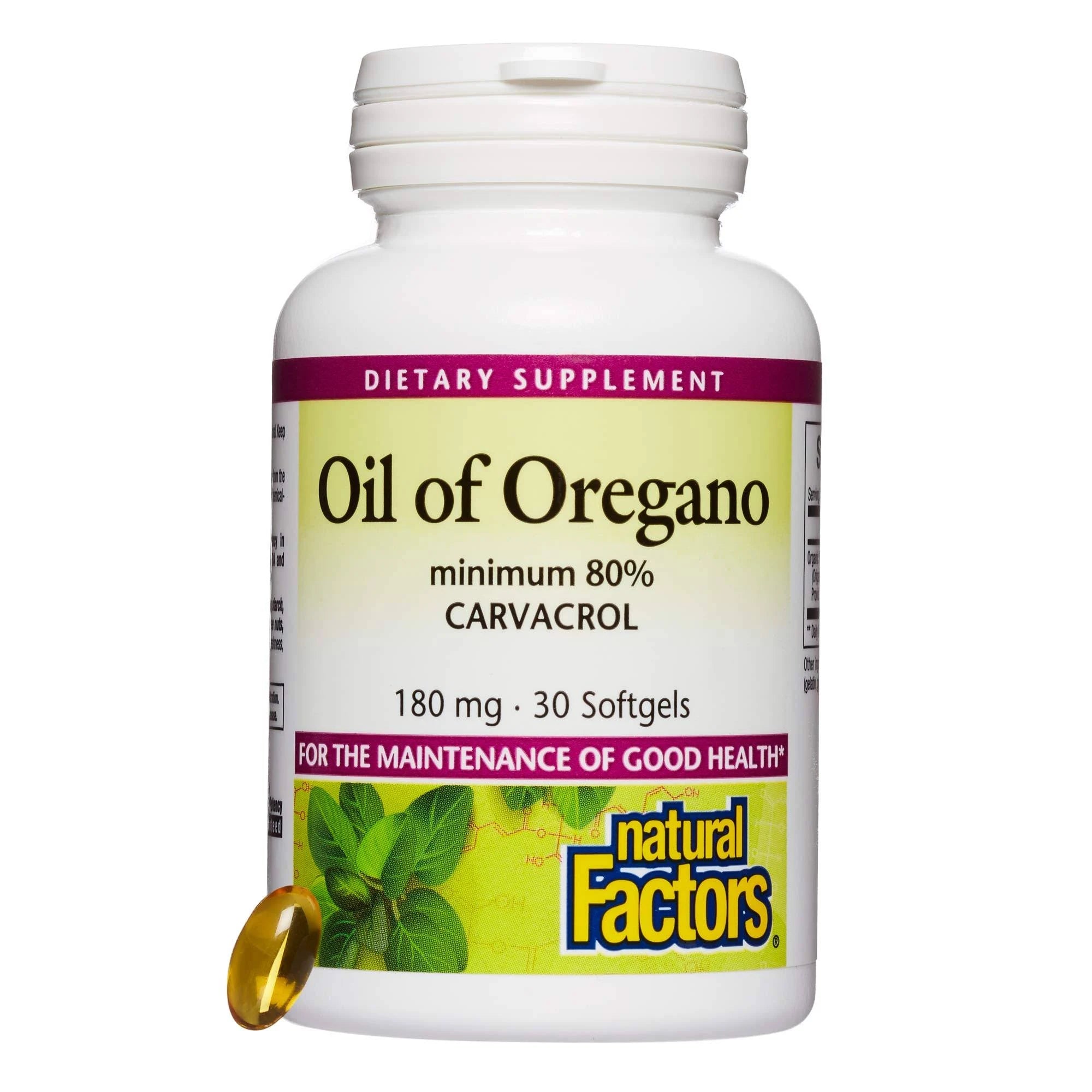 Oregano Oil 180 mg by Natural Factors, 60 soft gels