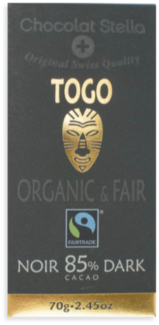 Organic 85% Dark Togo Chocolat bar by Stella Chocolat 70 g